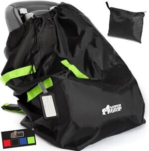 GORILLA GRIP Car Seat Travel Bag W/Padded Straps, Black/Fluorescent